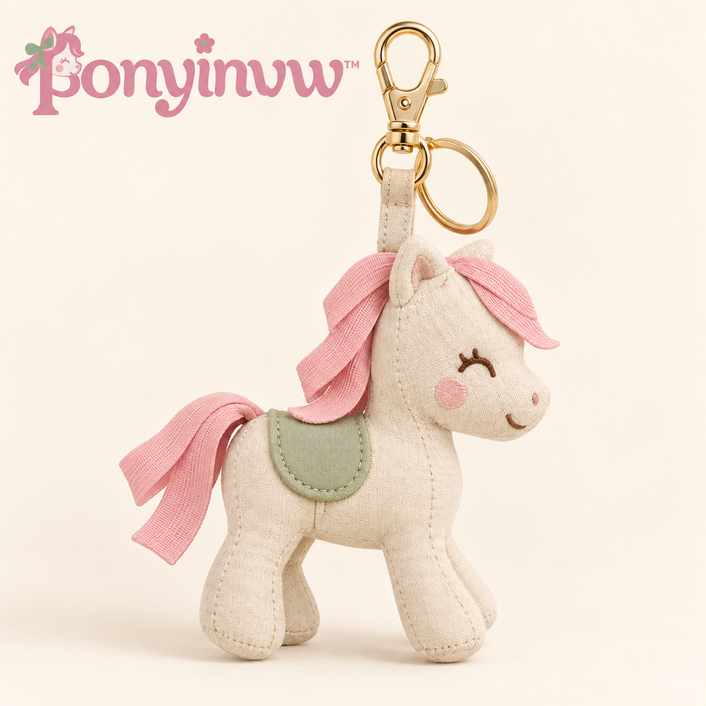 ponyinww™ Little Trot Pony Bag Charm — Embroidered Fabric Horse Keychain, Handbag Charm & Decorative Bag Accessory