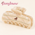 ponyinww™ Oatmilk Pony Claw Clip — Cellulose Acetate Hair Claw, Medium Hair Clip & Everyday Updo Accessory