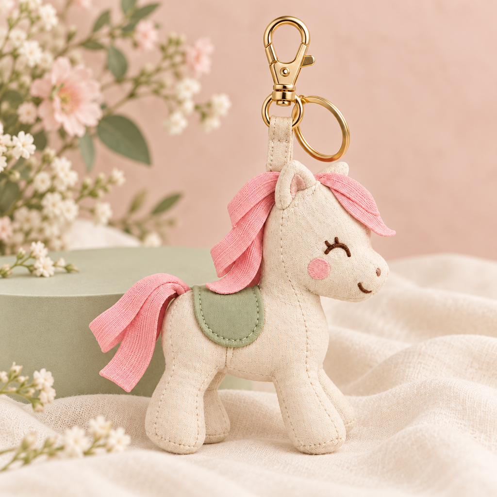 ponyinww™ Little Trot Pony Bag Charm — Embroidered Fabric Horse Keychain, Handbag Charm & Decorative Bag Accessory