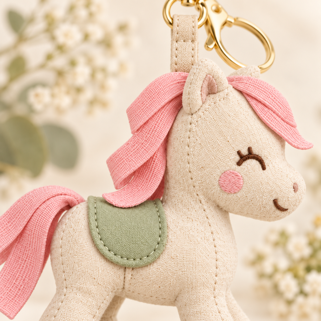 ponyinww™ Little Trot Pony Bag Charm — Embroidered Fabric Horse Keychain, Handbag Charm & Decorative Bag Accessory